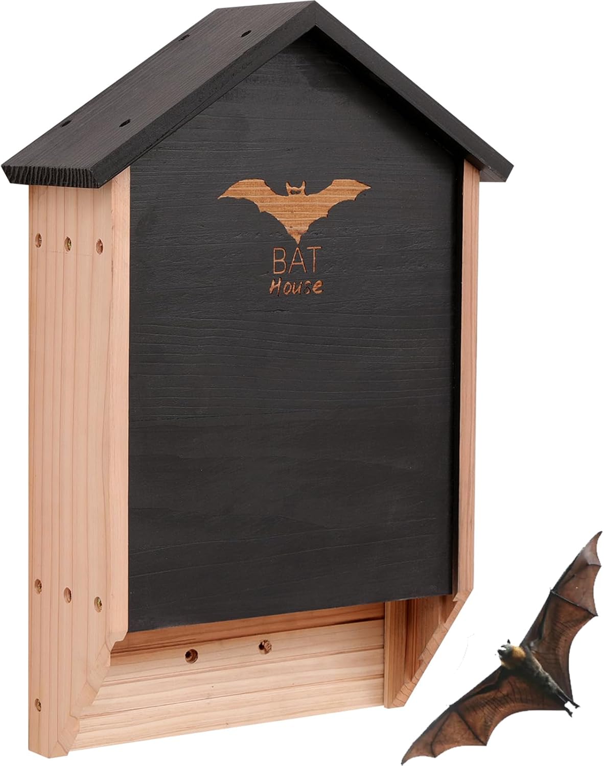 Bat House Big Bat Box for Outdoors,15.8" Weatherproof Wooden Bat Shelter