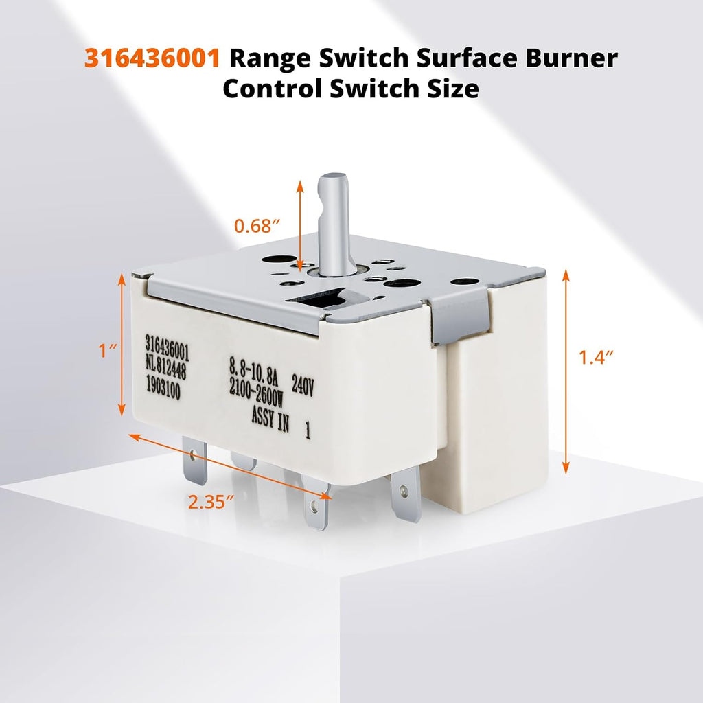 316436001 Range Burner Control Surface Element Switch Fit for Frigidaire