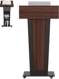 Podium Stand with Adjustable-Angle Tabletop, Wheels & Lockable Drawer
