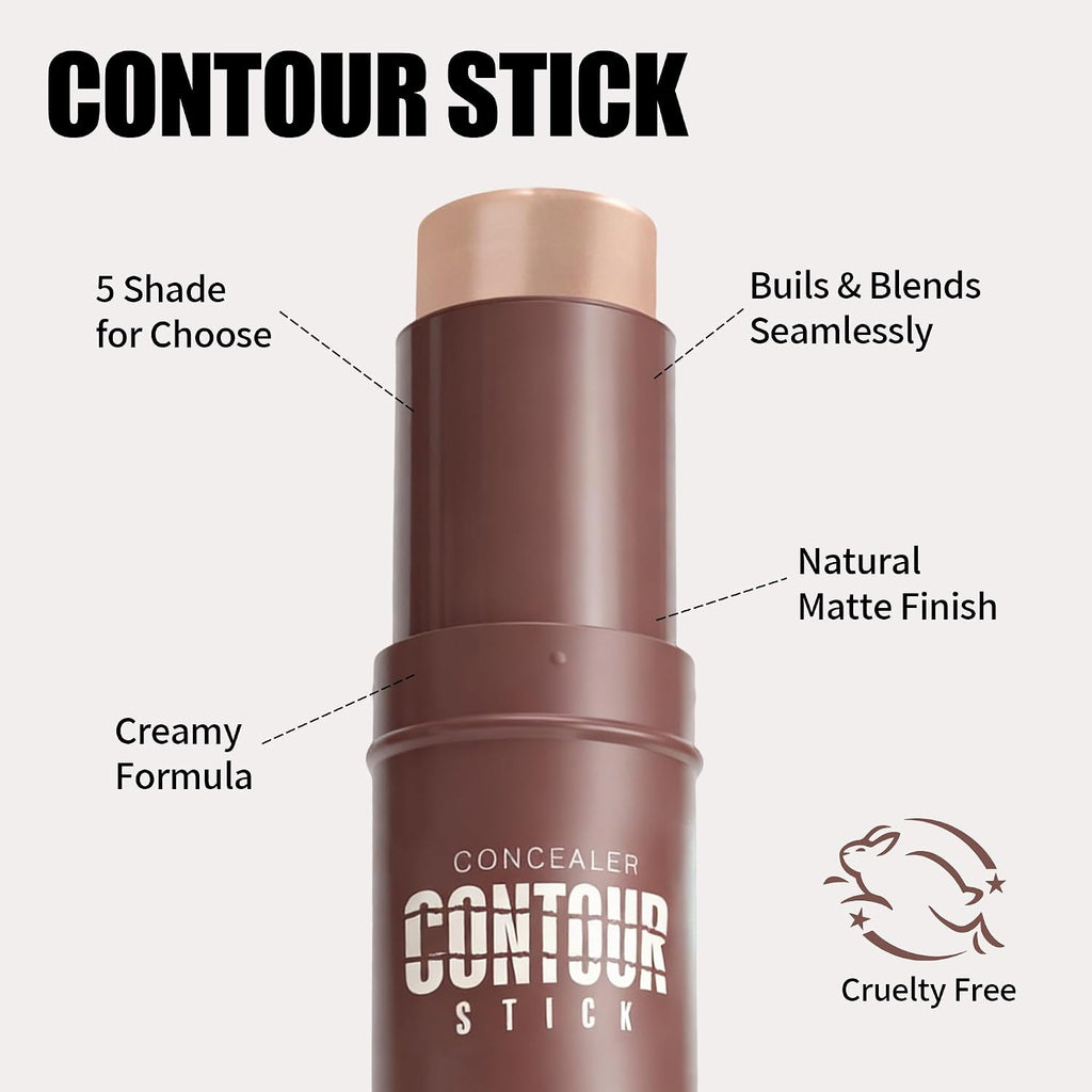 Cream Contour Stick, Cool Toned Contour & Sculpt Stick for Natural Sculpted Face Makeup, Creamy Texture & Non Cakey