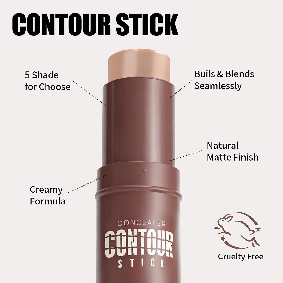 Cream Contour Stick, Cool Toned Contour & Sculpt Stick for Natural Sculpted Face Makeup, Creamy Texture & Non Cakey