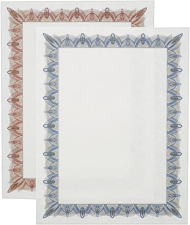 39087 Award Certificates w/Gold Seals, 8-1/2 x 11, Unique Blue Border, 25/Pack