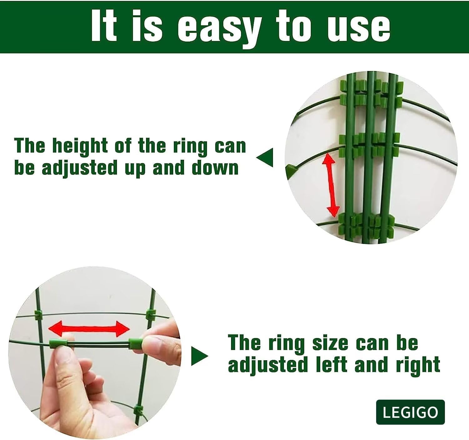 3 Packs Plant Support Cages Tomato Cage for Garden- 18 Inch Adjustable Garden Cucumber Trellis Plant Stakes, Trellis