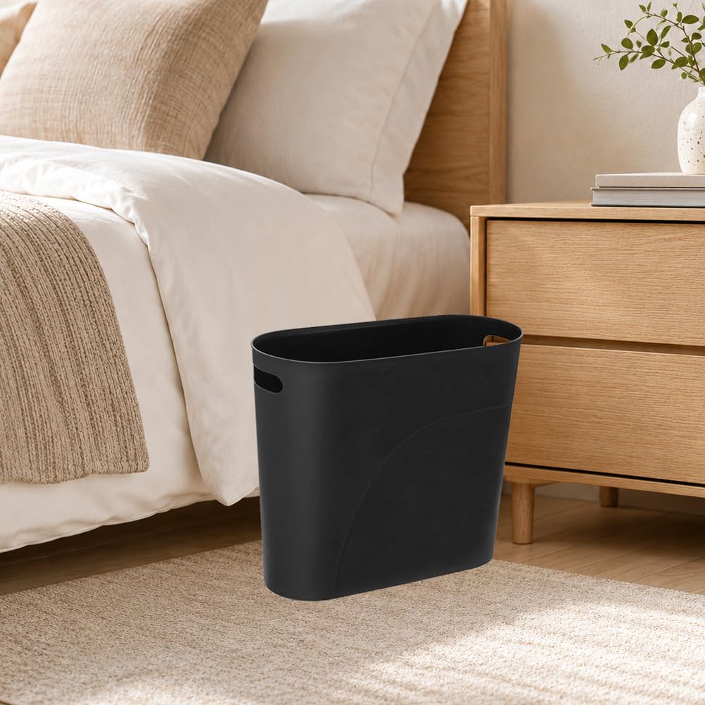 Small Trash Can Plastic Bathroom Wastebasket 3.2 Gallon Slim Garbage Container Bin with Handle for Home Kitchen