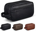 Men’s Toiletry Bag Travel Dopp Kit – double-deck PU Leather Water-Resistant Shaving Organizer Large Capacity, Double