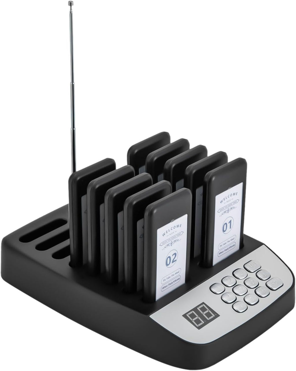 Pager System, Wireless Guest Customer Service Calling System, with 10 Coaster Pagers, Waiting Buzzers Wireless