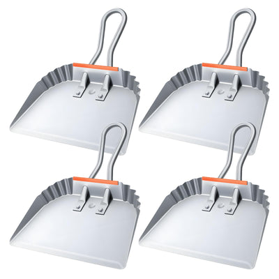 4 Pack Metal Dustpan 12”, Aluminum Dust Pans Heavy Duty Large Wide Dust Pans for Household Handheld Wide Scooper and