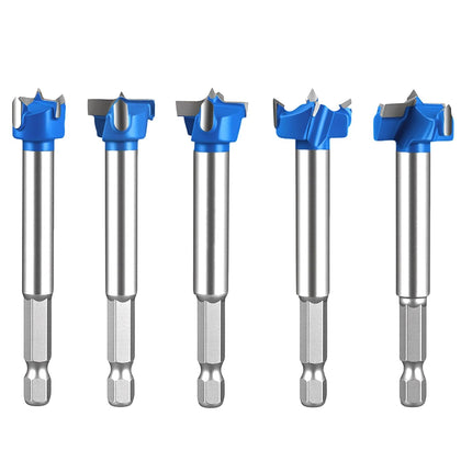 Carbide Tipped Forstner Bit Set 19/32" to 25/32", 1/4" Hex Shank Wood Drill Bits for Cabinet, Door, Plywood 5 PCS