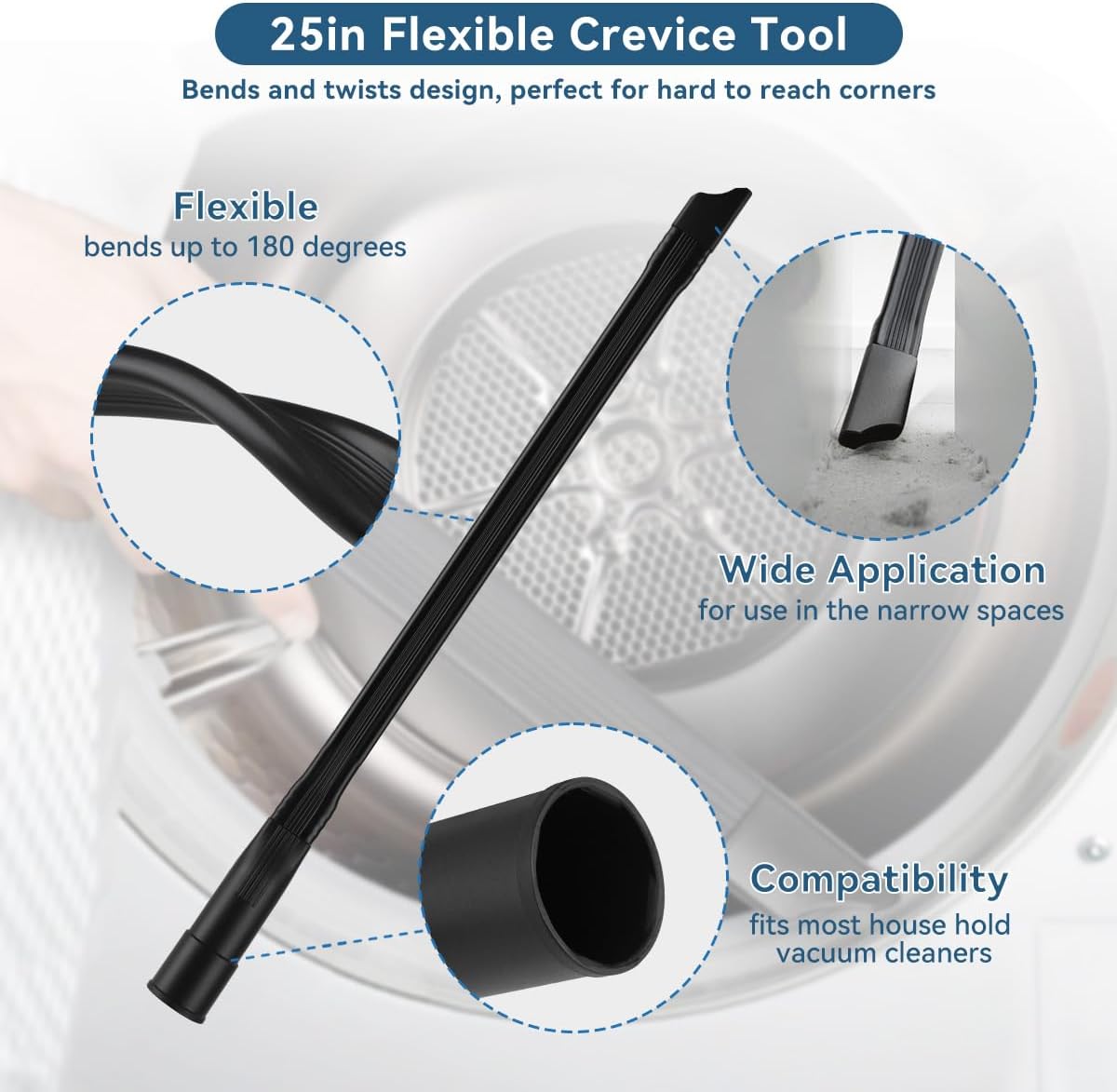 Universal Vacuum Attachments Kits for Shop Vac, 2 1/2" to 1 1/4" Vacuum Adapter, 1 7/8" to 1" Hose Adapter Dust Brush
