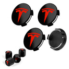 4 Pack Wheel Center Caps and Valve Caps Compatible with Tesla
