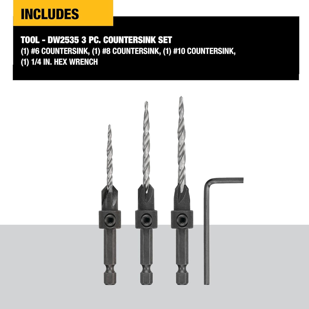 DEWALT Countersink Drill Bit Set #6, #8, #10, 3-Piece (DW2535)