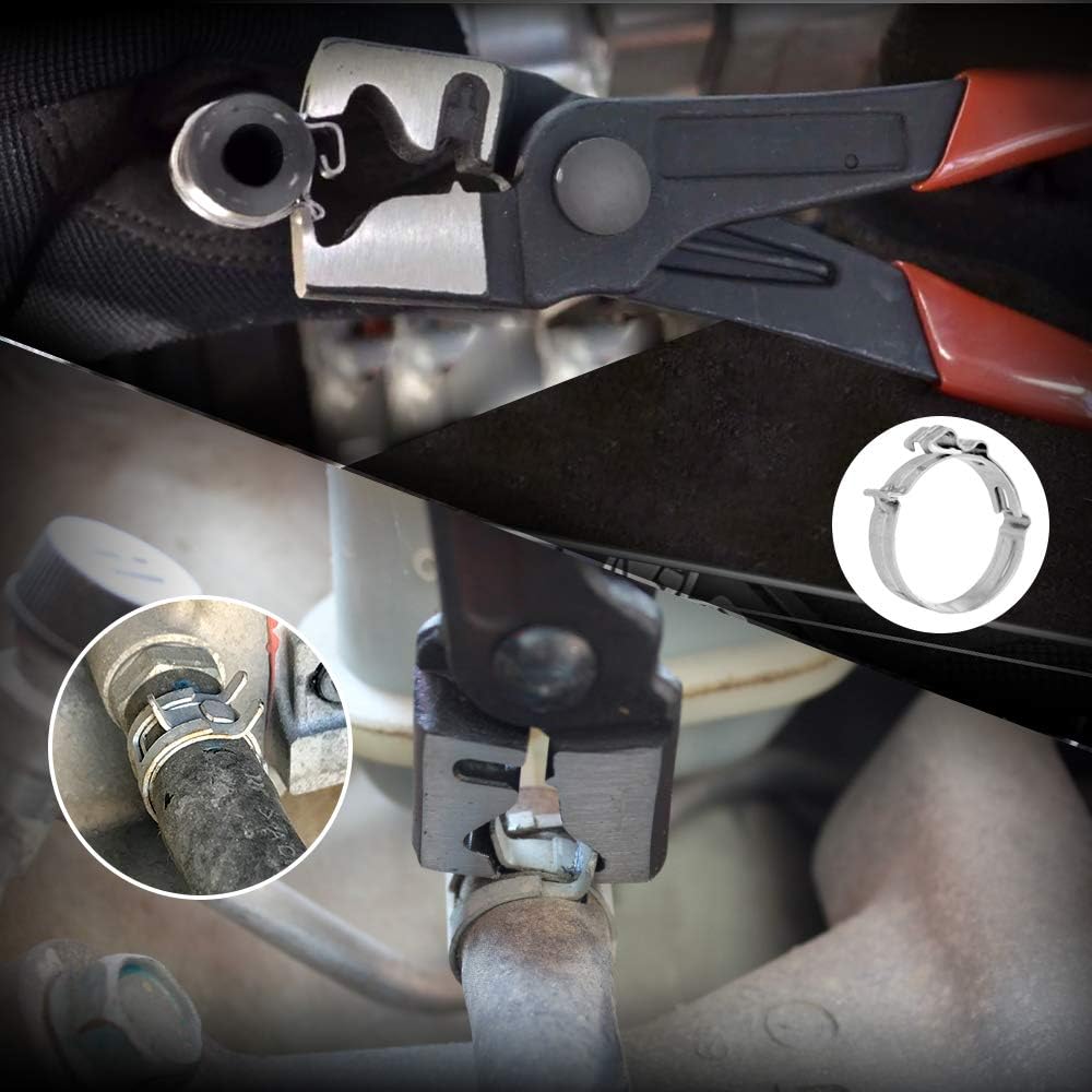 9pc Hose Clamp Pliers, Professional Automotive with Flexible Wire Long Reach, Clic R Type Swivel Jaw and Flat Band