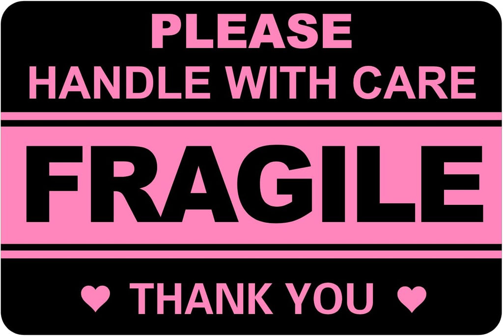 2"x3" 100 PCS Black Fragile Stickers for Shipping Cartons Envelops