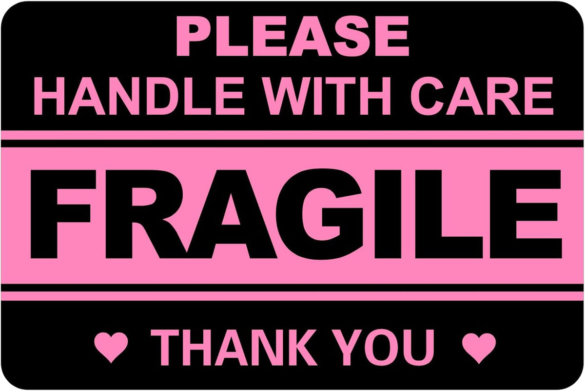 2"x3" 100 PCS Black Fragile Stickers for Shipping Cartons Envelops
