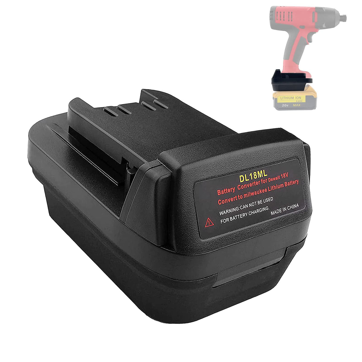 BTRUI DL18ML for Dewalt to for Milwaukee Tool Adapter, for DeWalt 20V 60V Battery Convert to for Milwaukee 18V for M18 Cordless Tools