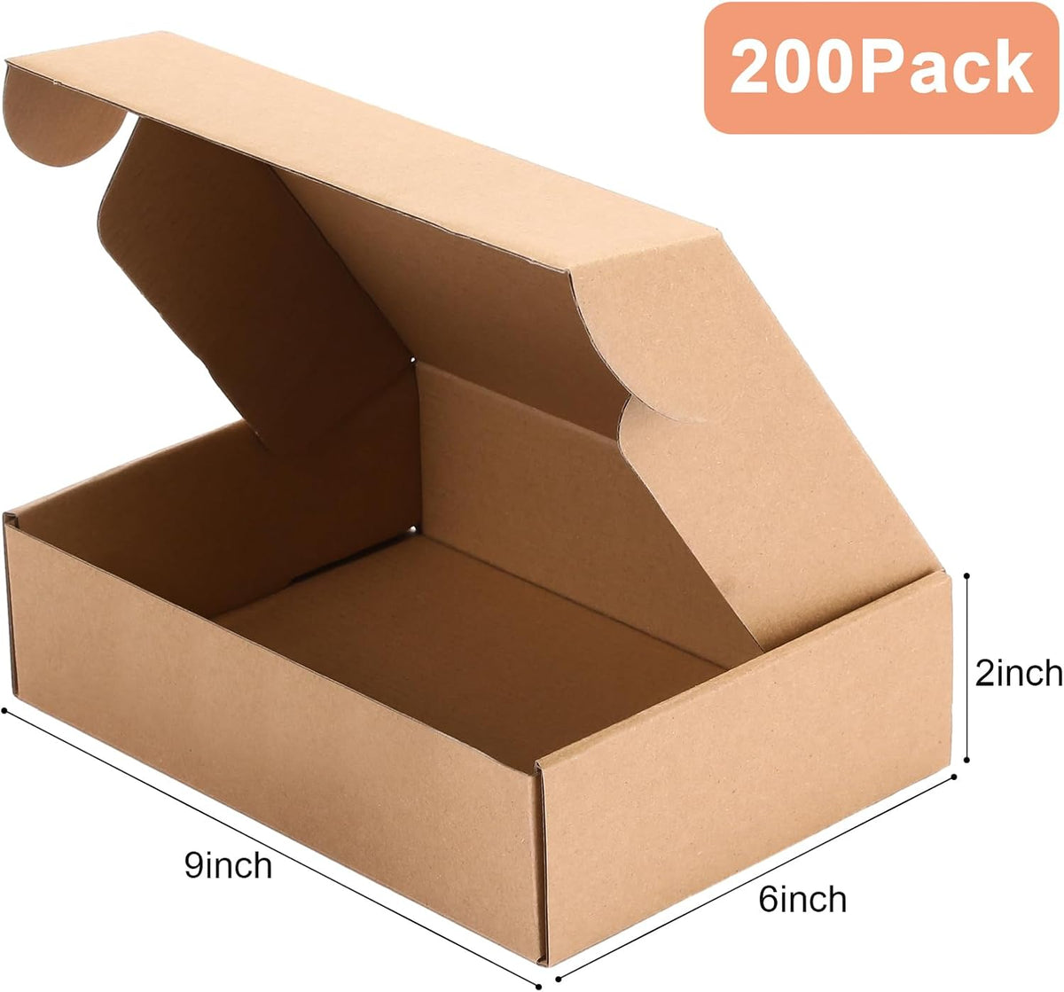 200 Pcs 9x6x2'' Shipping Boxes Corrugated