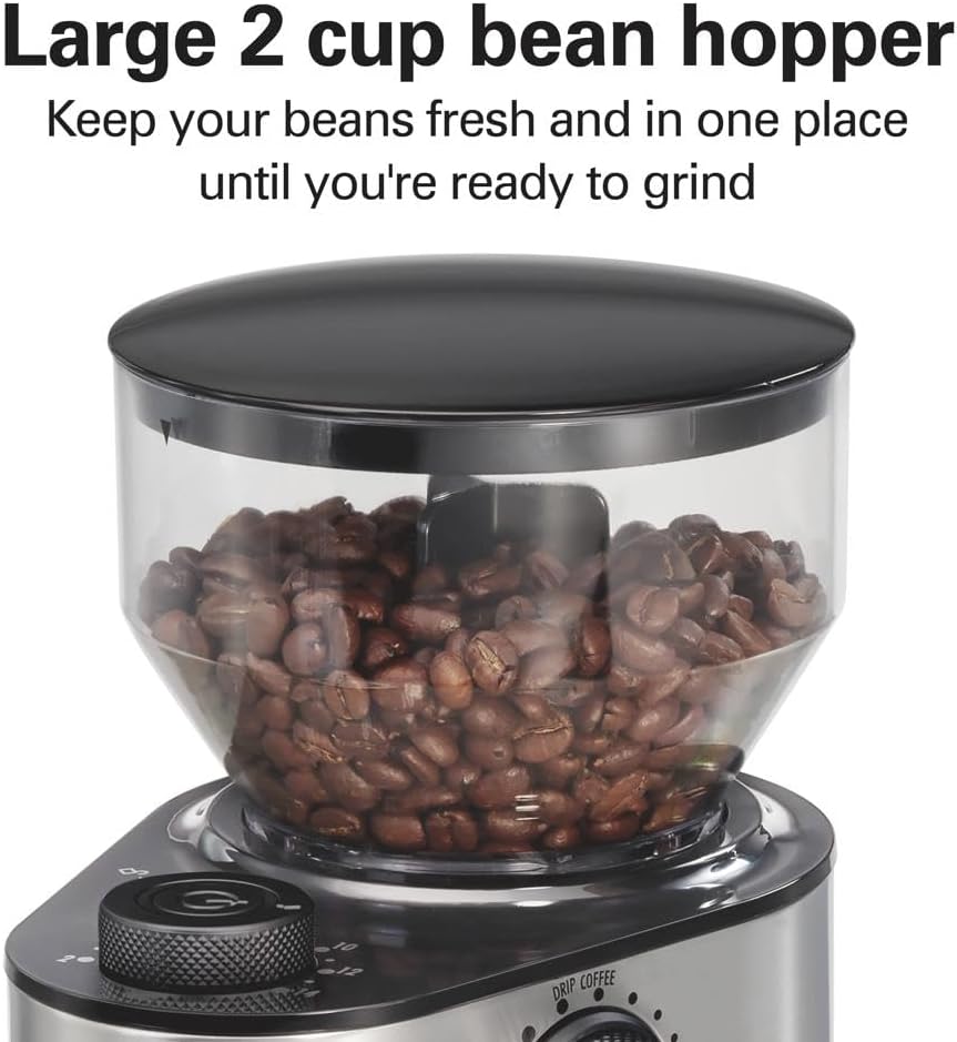 Electric Burr Coffee Grinder with Large 16 oz. Hopper | 18 Grind Settings For Espresso To French Press Coffee | Makes