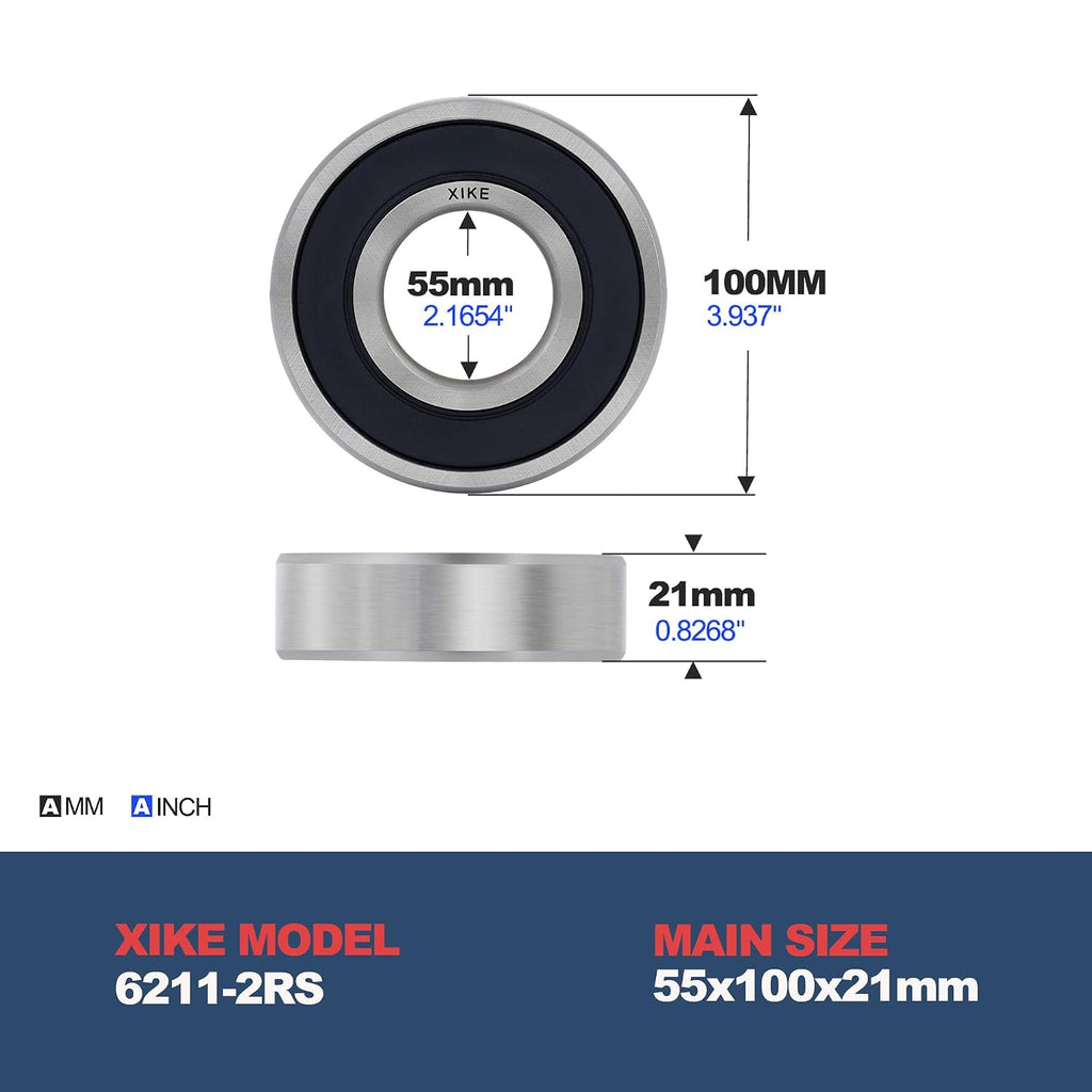 XiKe 6211–6220-2RS Ball Bearing, Standard 6211–6220xStandardxStandard (1-Pack)