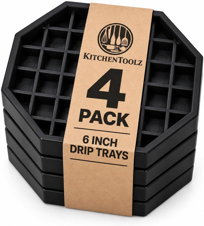 6" Octagon Coffee Drip Tray Catcher for Countertop - for Beverage & Drink Dispenser Bar by kitchentoolz - Pack of 4