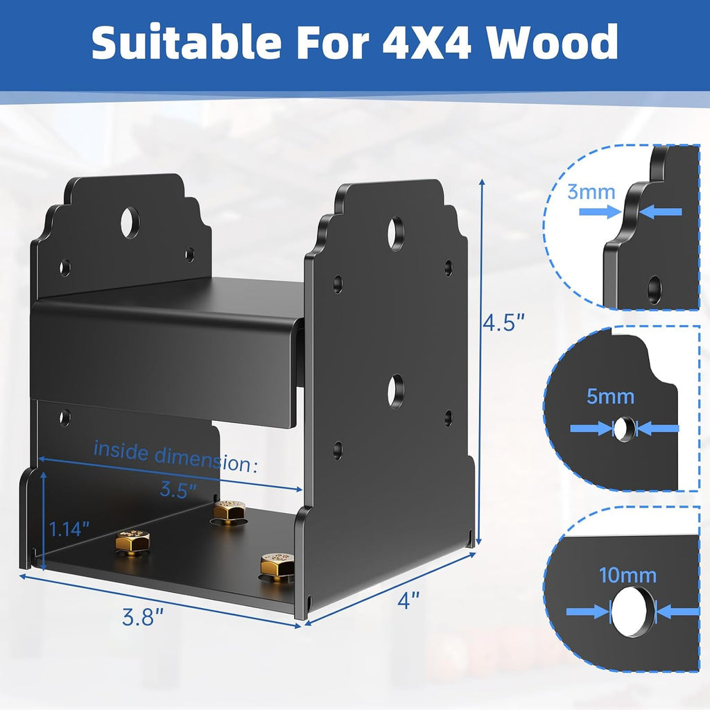 4x4 Post Base, Concealed Fastener Concrete Post Anchor,Elevated Post Base