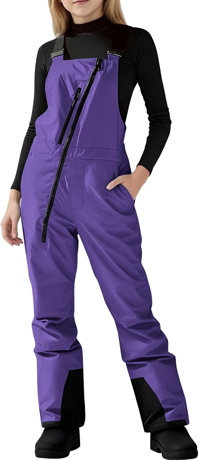 Kids Snow Pants Waterproof Insulated Winter Bibs Overalls for Girls and Boys with Adjustable Strap Snowsuit Size 3-12