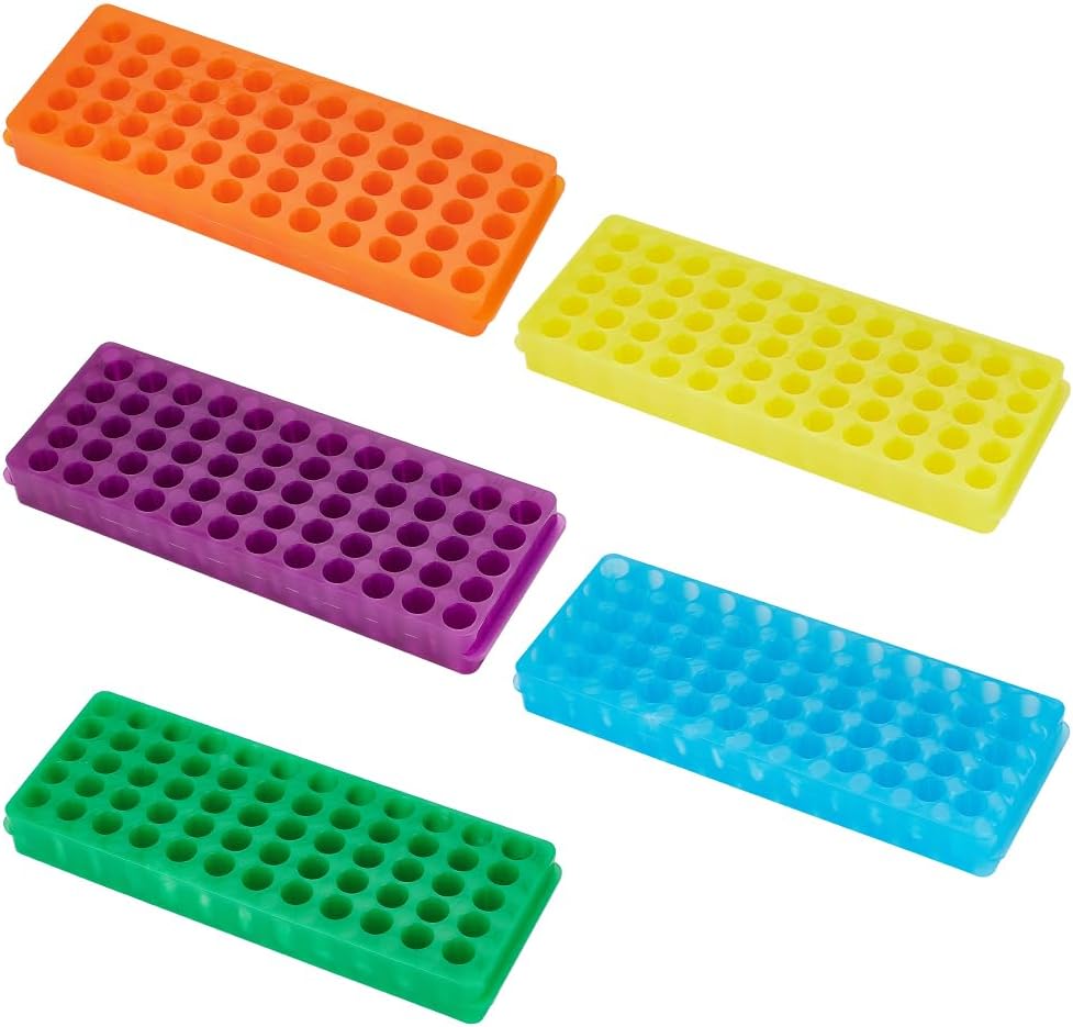 5PCS Polypropylene Microcentrifuge Tube Rack, Double Panel 60-Well Centrifuge Test Tube Holder for Chemistry