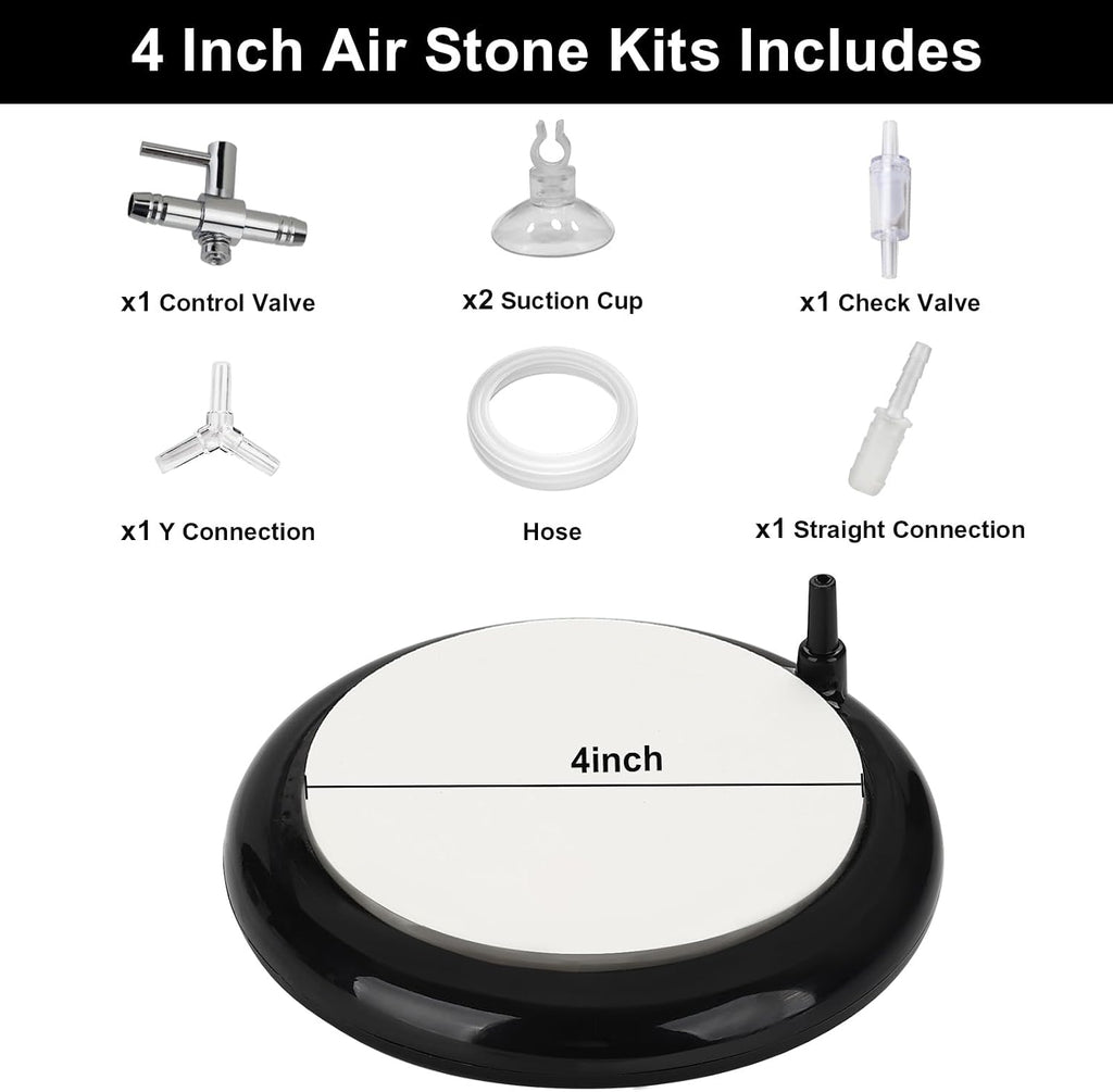 Aquarium Air Stone, Bubble Stone Fish Tank Oxygen Ultra Silent Deep Dissolving Oxygen Diffuser Kit for Aquarium Fish