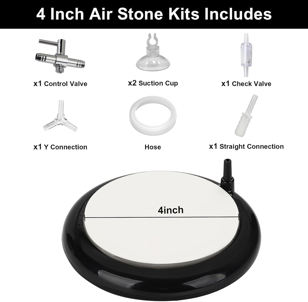 Aquarium Air Stone, Bubble Stone Fish Tank Oxygen Ultra Silent Deep Dissolving Oxygen Diffuser Kit for Aquarium Fish