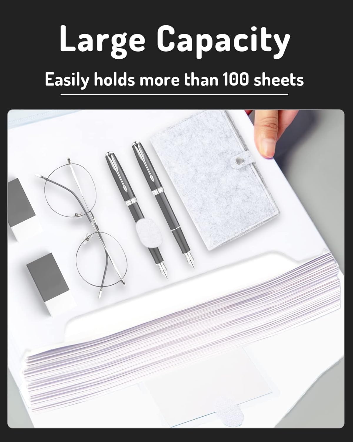 Binder Pocket, 10 Pack Super Heavyweight Plastic Folders | Tight Closure Binder Sleeves, Folders with Pockets Side