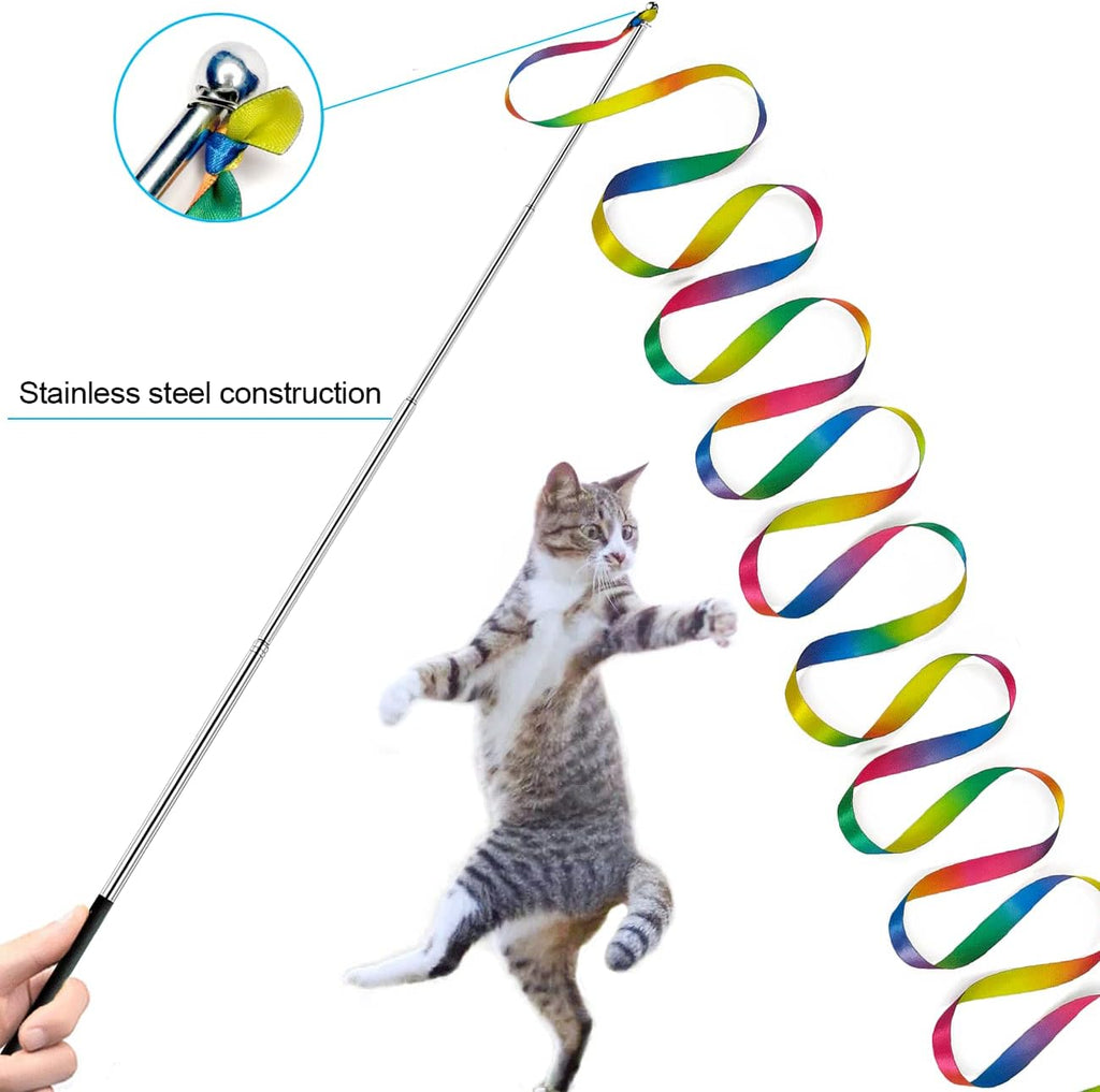 Cat Toys,Interactive Feather Variety Pack for Cats Wand Kitten Toy-Includ Cat Exercise Toy Fluffy Mouse Worms&Fish