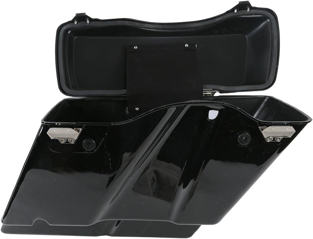 5" Vivid Black Stretched Extended Hard Saddlebags Fit for Harley Davidson Touring FLT FLHT FLHTCU FLHRC Road King