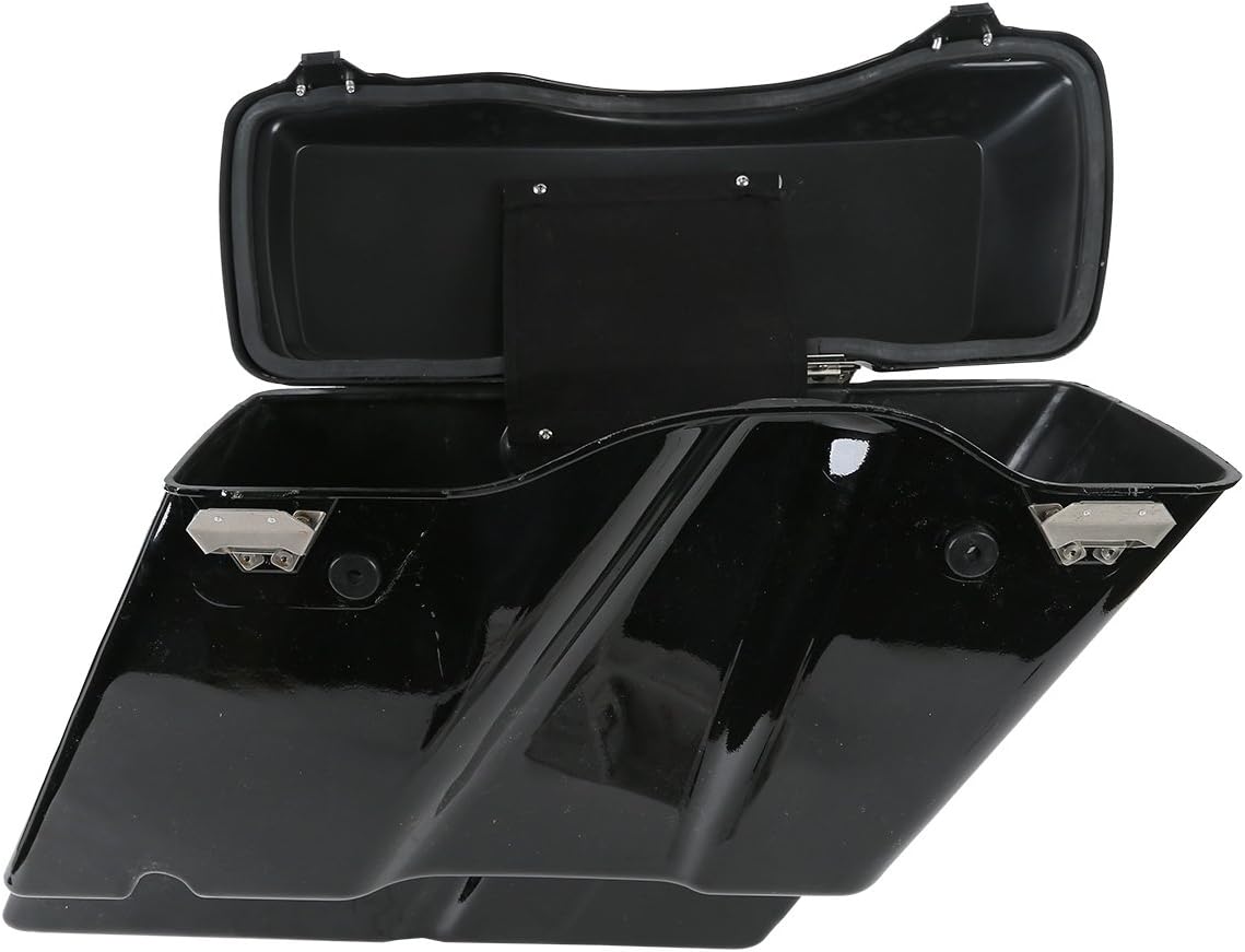 5" Vivid Black Stretched Extended Hard Saddlebags Fit for Harley Davidson Touring FLT FLHT FLHTCU FLHRC Road King