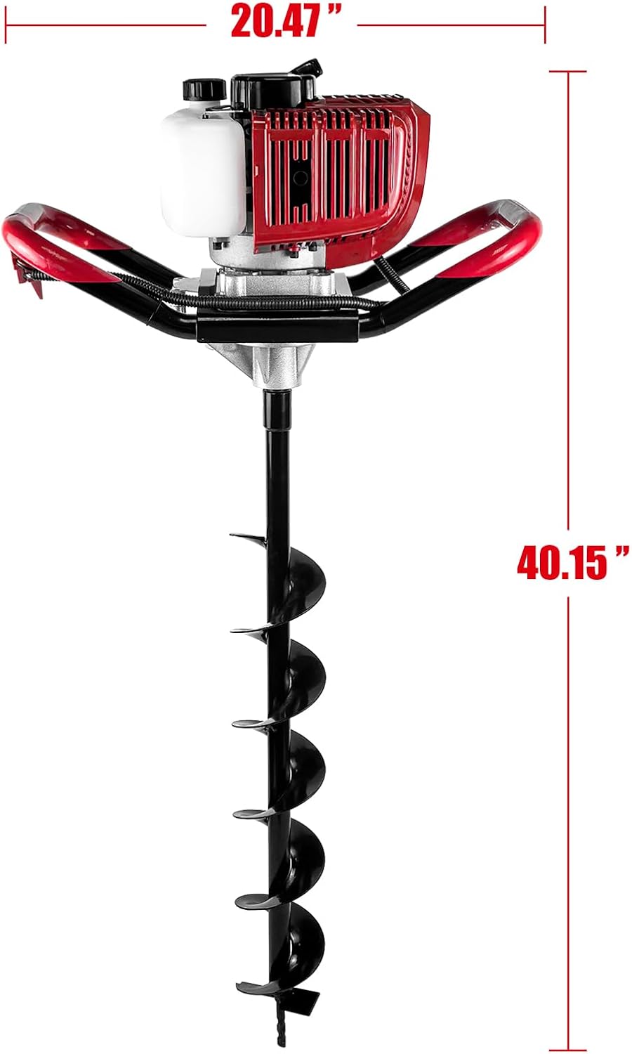 52CC Gas Post Hole Digger with 3 Auger Bits & 3 Extensions | 52CC 2-Stroke, 8000RPM, 3 Bits (4/6/8"), 3 Extensions
