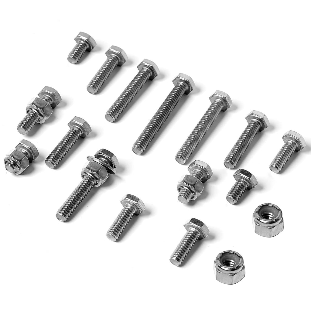 Stainless Steel 1/4-20 Hex Bolt Assorted with Nylon Insert Lock Nut Washer