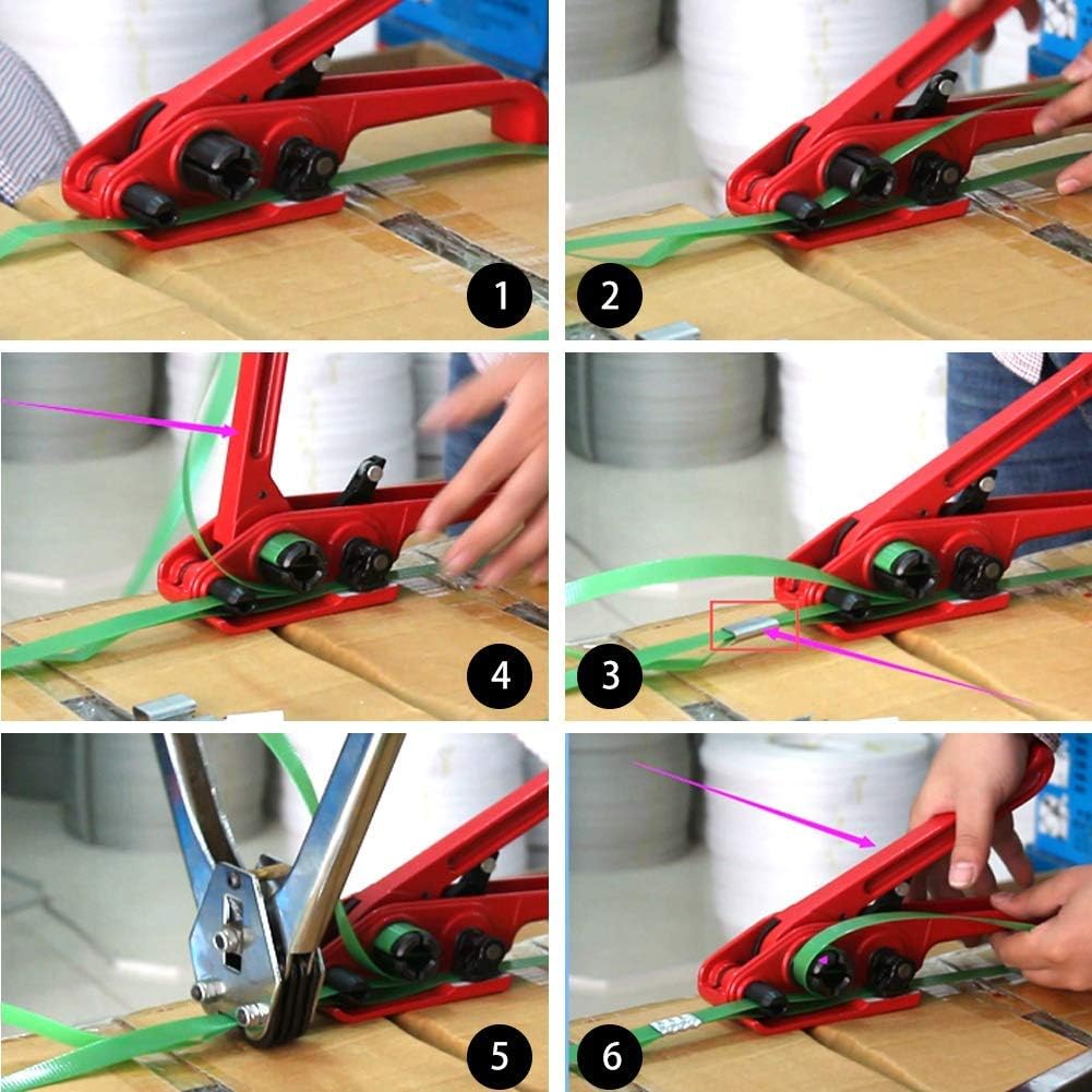 Polyester Banding Tool Kit, Poly Strapping Tensioner Cutter & Sealer Manual Packaging Strapping Packing Tool Kit for