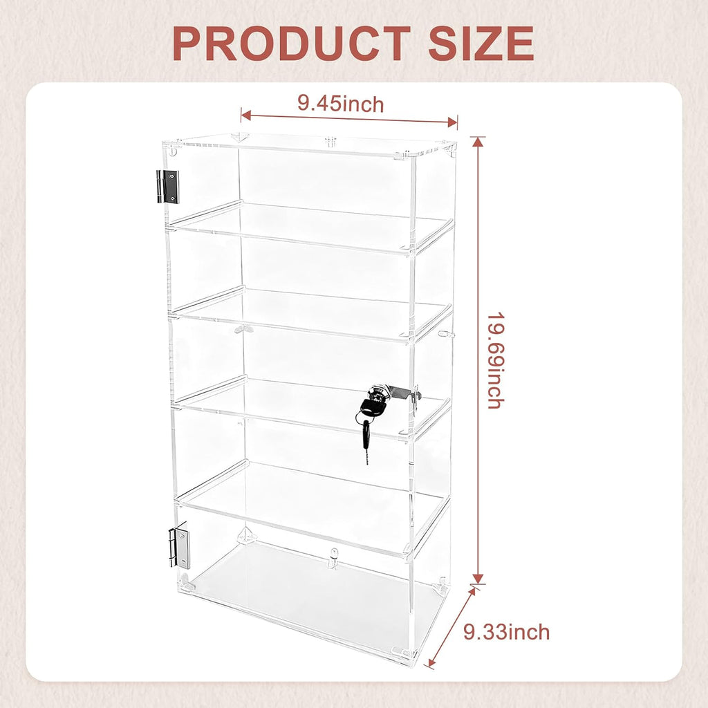5 Shelf Acrylic Lockable Display Case for Jewelry & Valuables | 5 Shelf, Acrylic, Lockable Display Case, Jewelry