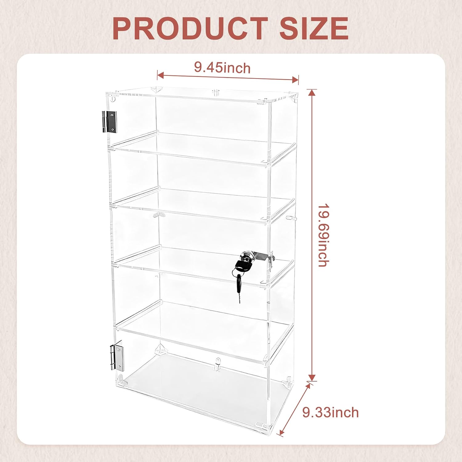 5 Shelf Acrylic Lockable Display Case for Jewelry & Valuables | 5 Shelf, Acrylic, Lockable Display Case, Jewelry
