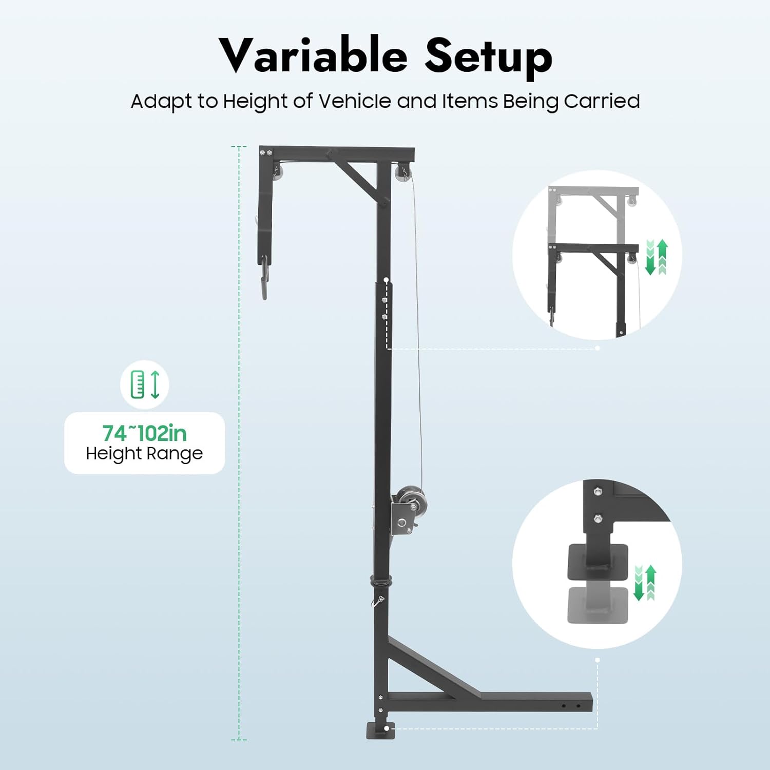 Truck Hitch Game Hoist Complete Kit with Winch and Gambrel, 600 lb Capacity - Heavy-Duty Deer Hoist Hunting Game