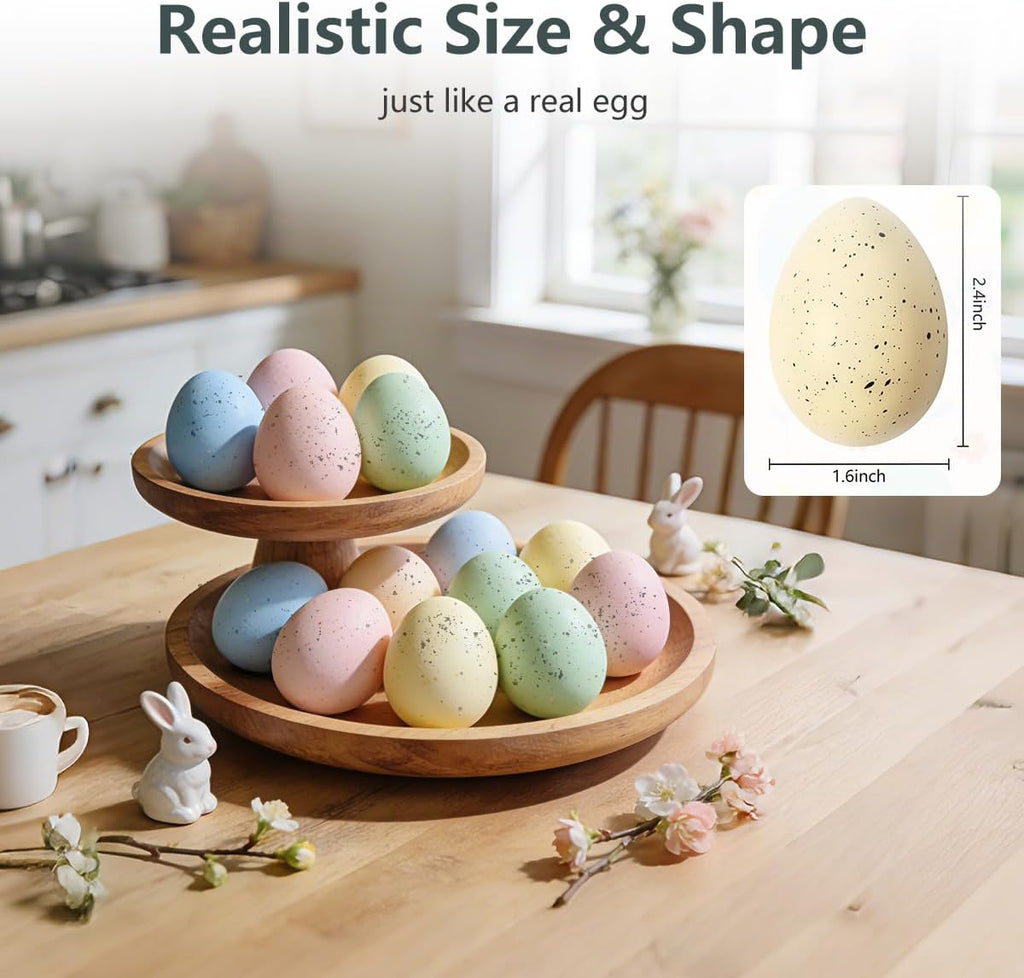 Pastel Easter Eggs Decoration, 16 pcs 2.4in Speckled Easter Eggs for Vase Filler Bowl Basket, Easter Basket