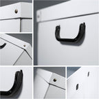 : Storage Box 2 Pack: Large - Leather Brown - Lid-Handles, Decorative Cardboard Organizer, Stack-Fold