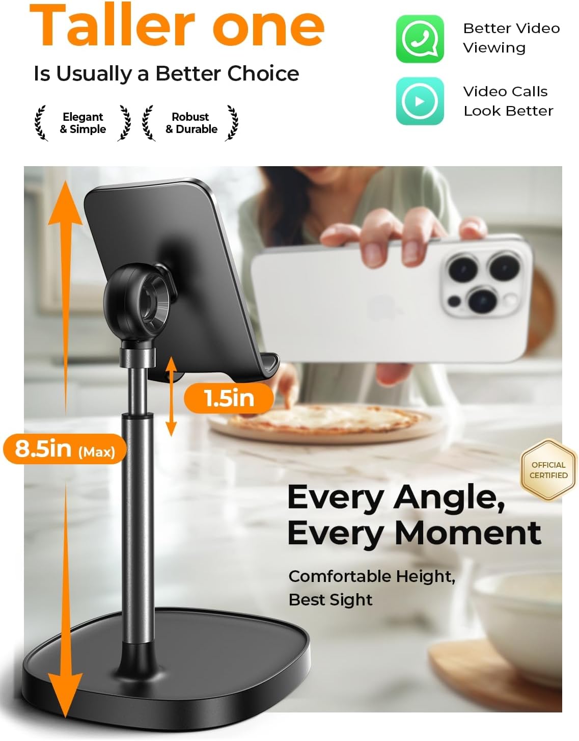 Cell Phone Stand Phone Holder for Desk Office Decor, Office Desk Accessories Women PC Gaming Essentials iPhone Stand