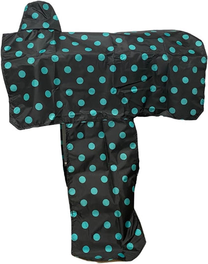 Western Saddle Cover Black and Turquoise Polka Dots