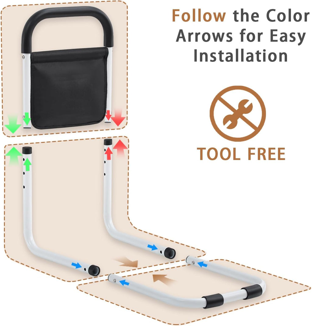 Bed Rails for Elderly Adults Safety, Bed Assist Rails for Seniors, Adjustable (19.3"-23") with 0.47 in Thick Steel