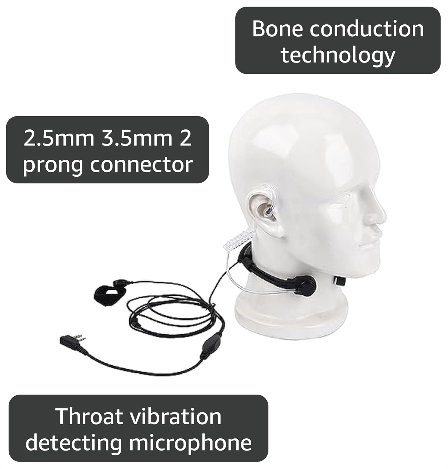 Throat Mic with PTT for Baofeng UV-5R UV-82 UV-82HP BF-888S BF-F8HP AR-152 Arcshell Retevis RT21 RT22 RT27 RT68 RT7