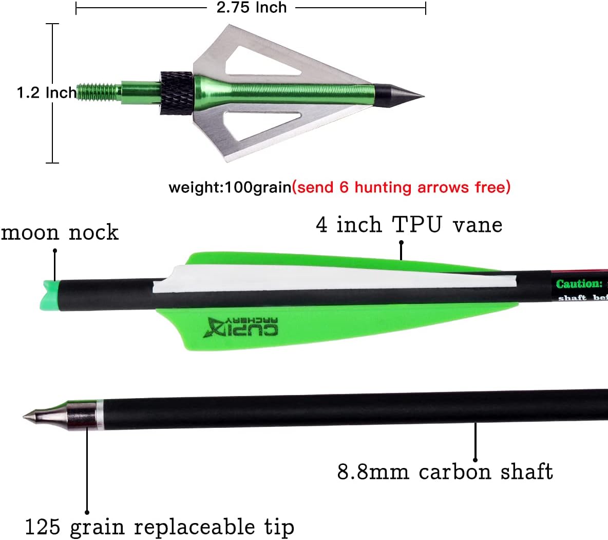 Crossbow Bolts 20 22 Inch Carbon Archery Arrows 12 Pack and 6 Pack Hunting Broadheads kit