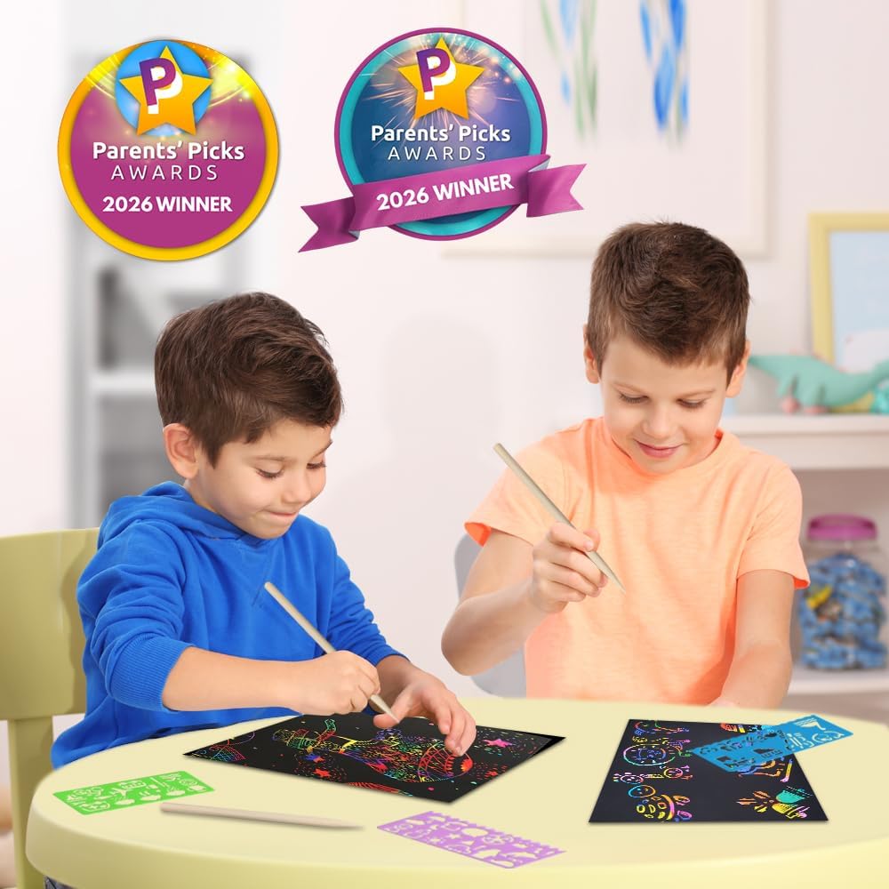 100 Pcs Rainbow Scratch Paper Art for Kids Arts and Crafts Kit | Rainbow Scratch Paper Set Supplies School Activities