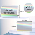 3x2 Inch Holographic Thermal Labels, Silver Thermal Sticker Labels, Rainbow Glitter Stickers for Price, Barcode