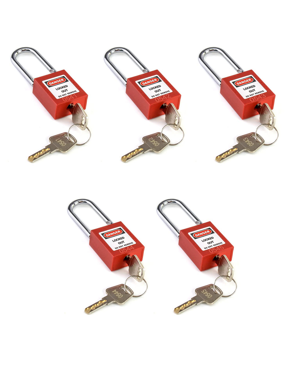 Lockout Tagout Locks, Safety Padlock, 5 Padlocks with 10 Keys
