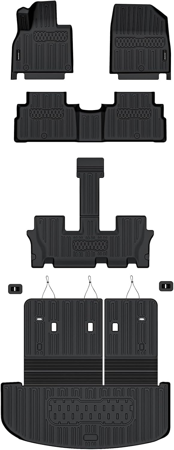 All Weather Floor Mats Cargo Mat with Backrest Mat for Kia Telluride 7&8 Seats 2020-2025 TPE Liners Accessories Guard