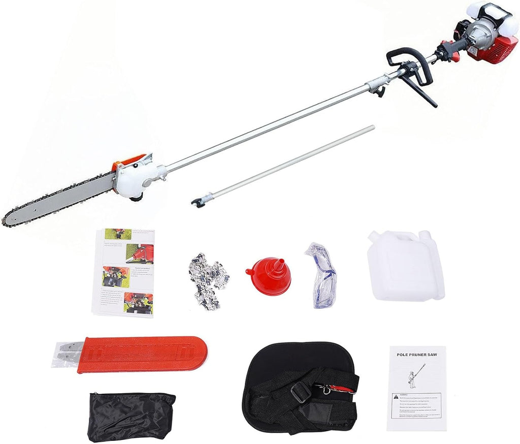 Gas Powered Pole Saw 42.7CC 2-Cycle Powerful Tree Trimmer Reach to 16ft Cordless Pruning Saw Long Extension Garden